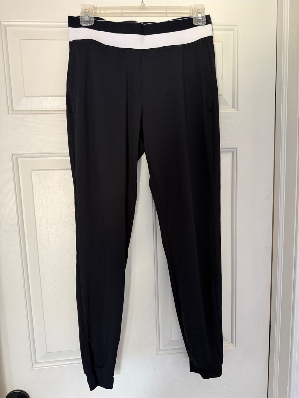 Fabletics Black Jogger Pants with White Waistband - Women’s